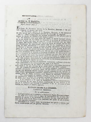 Item #1814 Secretaria de Guerra y Marina...El Exmo. Sr. Presidente Interino de la Republica...