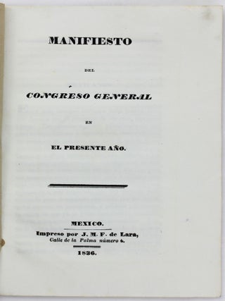 Manifiesto del Congreso General en el Presente Año