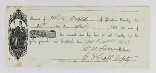 Item #2791 [Partially Printed Receipt, Completed in Manuscript, Printed at Redpath's Crusader of...