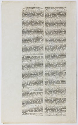 Item #3269 Address to the Public. The Trustees of Jefferson College at Washington, Mississippi,...