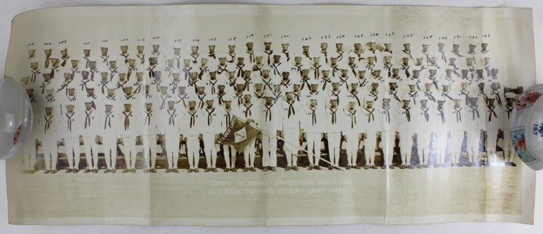 Item #3552 [Panoramic Photograph of African American Midshipmen with Extensive Annotations on the Verso Identifying Over Sixty Soldiers]. African-American Photographica, World War II.