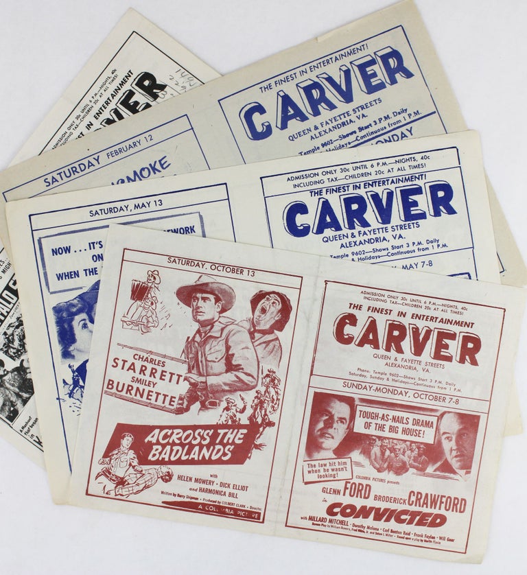 Item #3773 [Group of Four Programs Advertising Hollywood Movies Screened at an African-American Movie Theater in Midcentury Virginia]. African Americana.