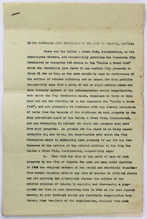 Item #3905 [Petition Pertaining to the Activities of the Hattie Q. Brown Club, an...