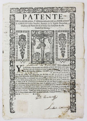 Item #4693 Patente de la Cofradia, y Hermandad de la Espiracion de Christo Señor Nuestro,...
