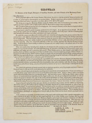 Item #5890 Circular to Ministers of the Gospel, Managers of Auxiliary Societies, and Other...