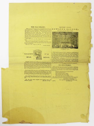 Item #6460 The Old Shades / Gothic Hall Bowling Saloon [caption title]. Bowling, New York