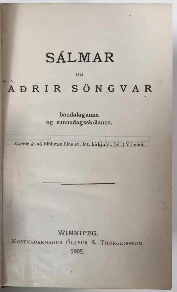 Item #1008 Salmar og Adrir Söngvar Bandalaganna og Sunnudagsskólanna. Hymns in Icelandic.