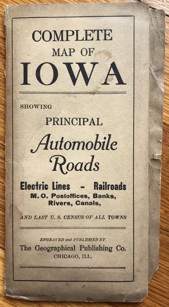 Item #1096 Complete Map of Iowa Showing Principal Automobile Roads. Iowa.