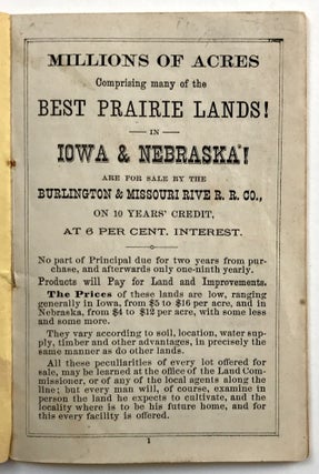 Farms and Homes in the West! Go by the Burlington Route! To Find the Best Lands at the Best Rates. Read Carefully [cover title]