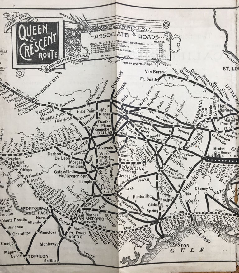 Item #1133 Queen & Crescent Route Going West and Southwest. The Direct and Quick Line Is the Queen & Crescent Route to Mississippi, Louisiana, Texas, Mexico, and California [cover title]. Railroads.