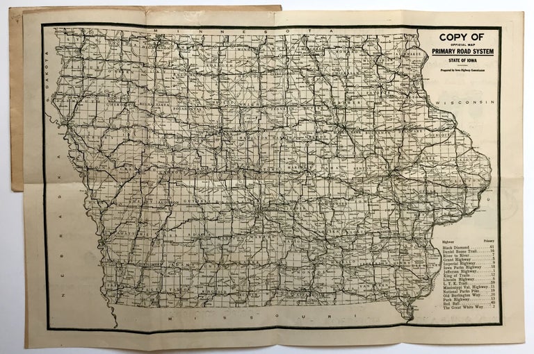 Item #1277 Copy of Official Primary Road System of Iowa [cover title]. Iowa.