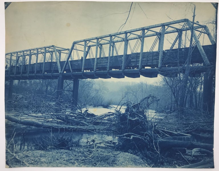 Item #1339 [Three Large Cyanotypes of a Railroad Bridge Across the Missouri River Near Council Bluffs, Iowa, for the Chicago, Rock Island & Pacific Railroad]. Railroads.