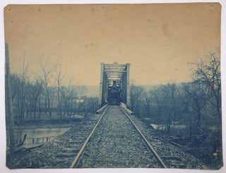 [Three Large Cyanotypes of a Railroad Bridge Across the Missouri River Near Council Bluffs, Iowa, for the Chicago, Rock Island & Pacific Railroad]