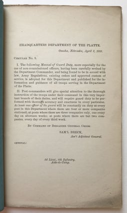 Circular No. 5, of 1888, Department of the Platte. Manual of Guard Duty [cover title]