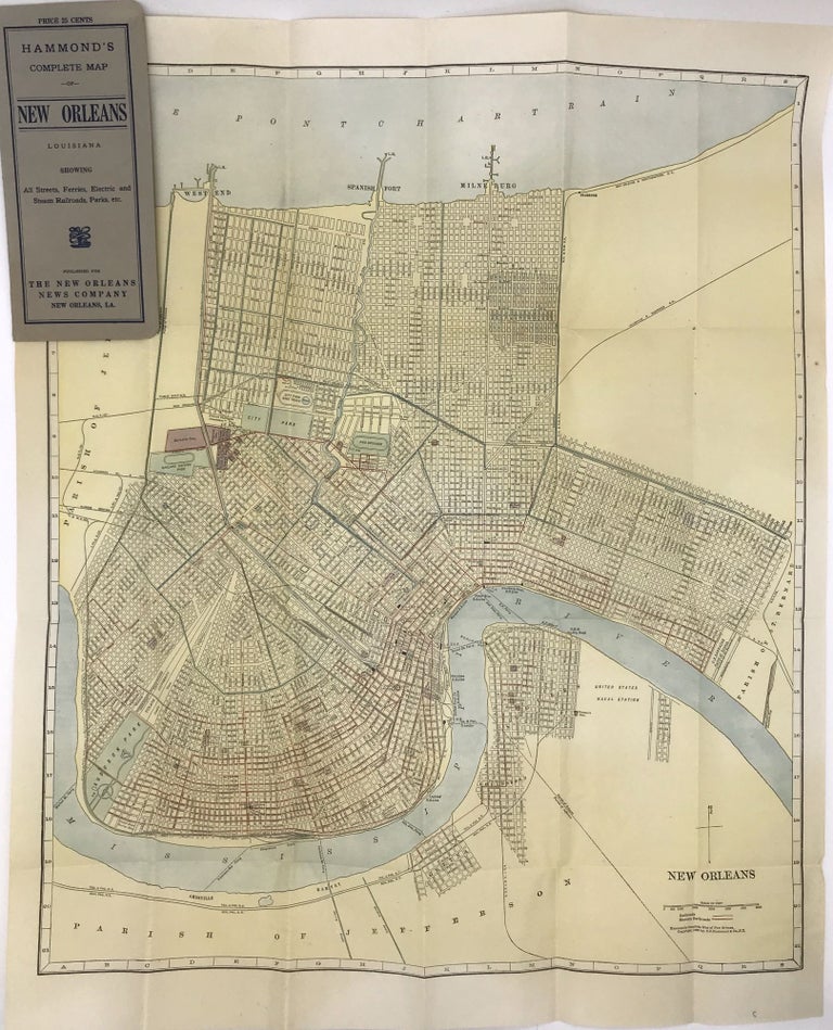 Item #1418 Hammond's Complete Map of New Orleans, Louisiana Showing All Streets, Ferries, Electric and Steam Railroads, Parks, Etc. Louisiana.