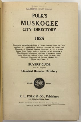 Polk's Muskogee City Directory 1925 Containing an Alphabetical List of Citizens, Business Firms and Corporations...