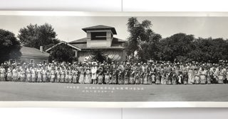 Item #1520 [Panoramic Photograph, Captioned in Japanese: "Buddhist Church. Placing the Buddhist...