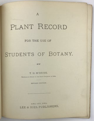 A Plant Record for the Use of Students of Botany