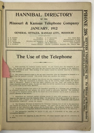 Hannibal Directory of the Missouri & Kansas Telephone Company. January, 1912