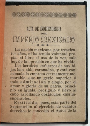 Acta de Independencia del Imperio Mexicano y Apuntes Biograficos del Generalisimo D. Agustin de Iturbide [cover title]