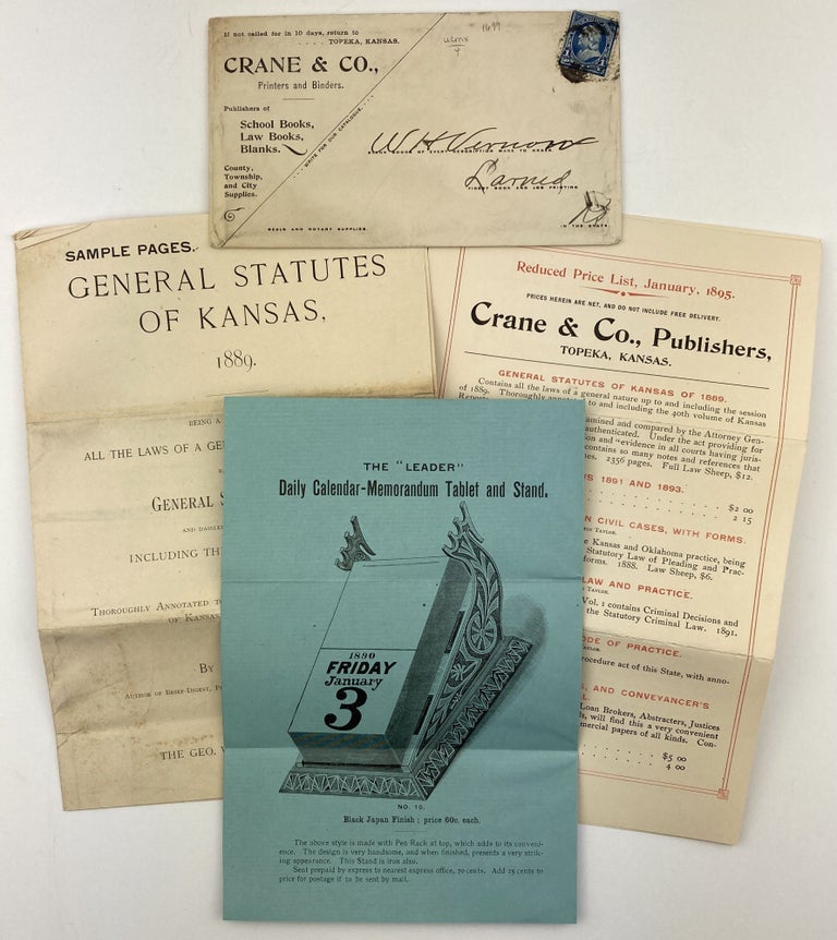 Item #1699 [Small Archive of Ephemera from Crane & Co., Publishers in Topeka]. Kansas.