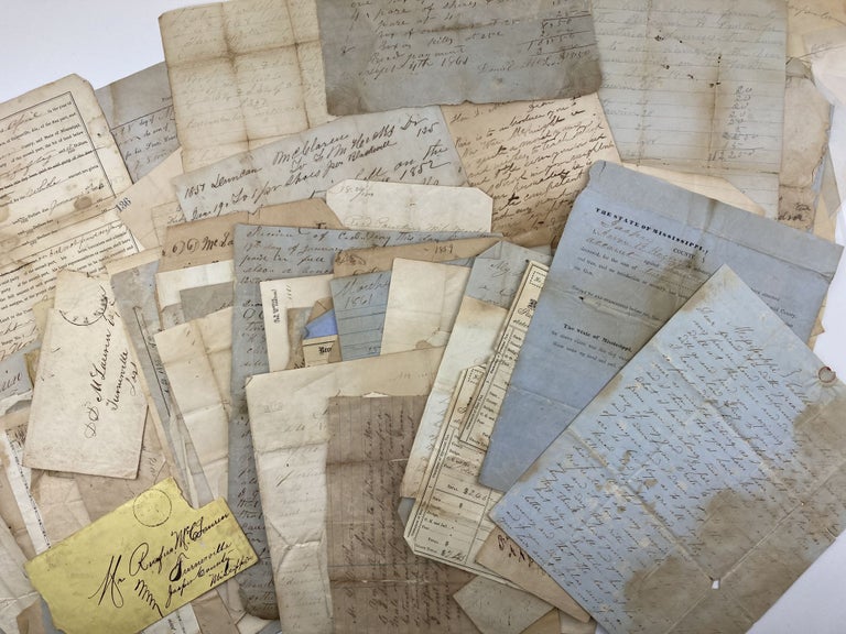 Item #1702 [Collection of Correspondence, Business Papers, and Other Documents Relating to the Commercial Interests of Duncan D. McLaurin in Mississippi in the Mid-19th Century, and Including His Manuscript Medical Discharge from the Confederate Army]. Mississippi, Duncan D. McLaurin.