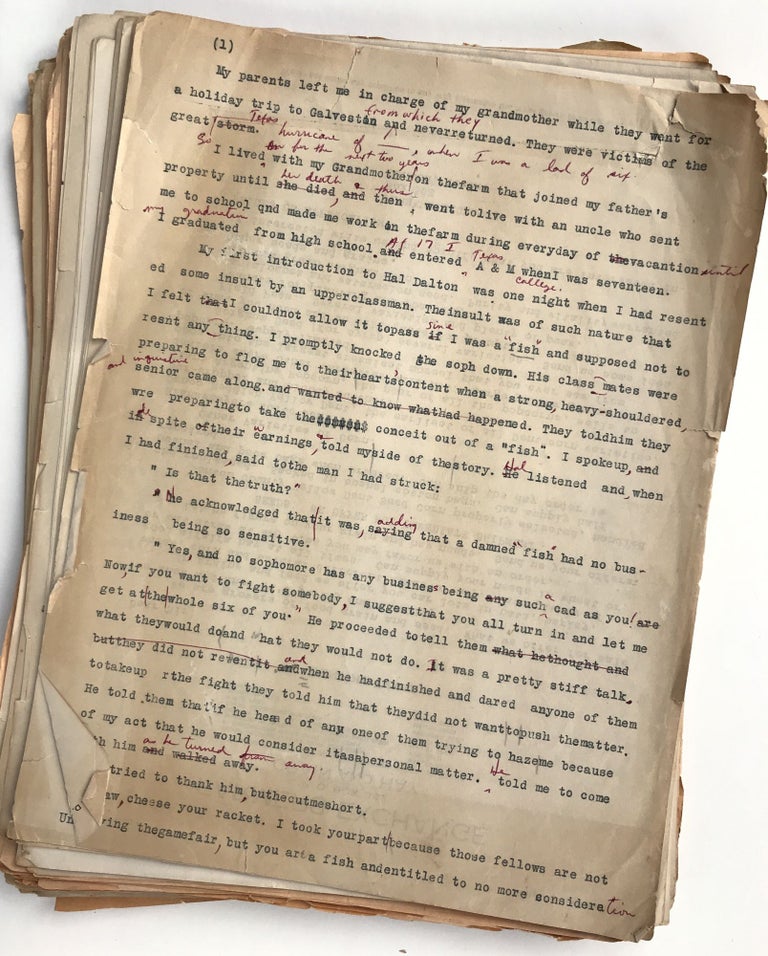 Item #1705 [Typescript, with Manuscript Corrections, of a Novella Describing Ranch Life in Early-20th Century Texas. Together with Additional Correspondence and Family Materials from the Author]. H. Franklin Browder.