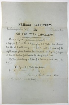 Item #1748 [Printed Broadside, Completed in Manuscript, for the Woodson, Kansas, Town...