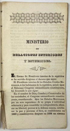 Acta Constitutiva y de Reformas, Sancionada por el Congreso Estraordinario Constituyente de los Estados-Unidos Mexicanos, el 18 de Mayo de 1847