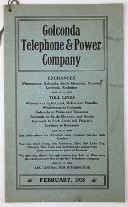Item #1846 Golconda Telephone & Power Company [cover title]. Nevada, Directories