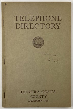 Item #1923 Telephone Directory. Contra Costa County. California, Directories