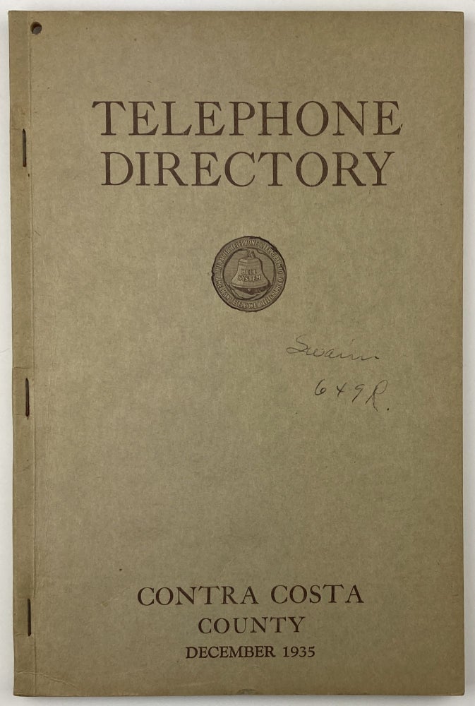 Item #1923 Telephone Directory. Contra Costa County. California, Directories.