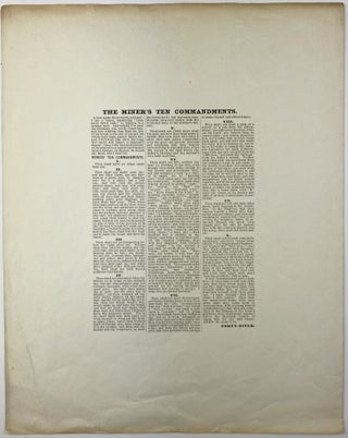 Item #1934 The Miner's Ten Commandments [caption title]. California, Pictorial Letter Sheets,...