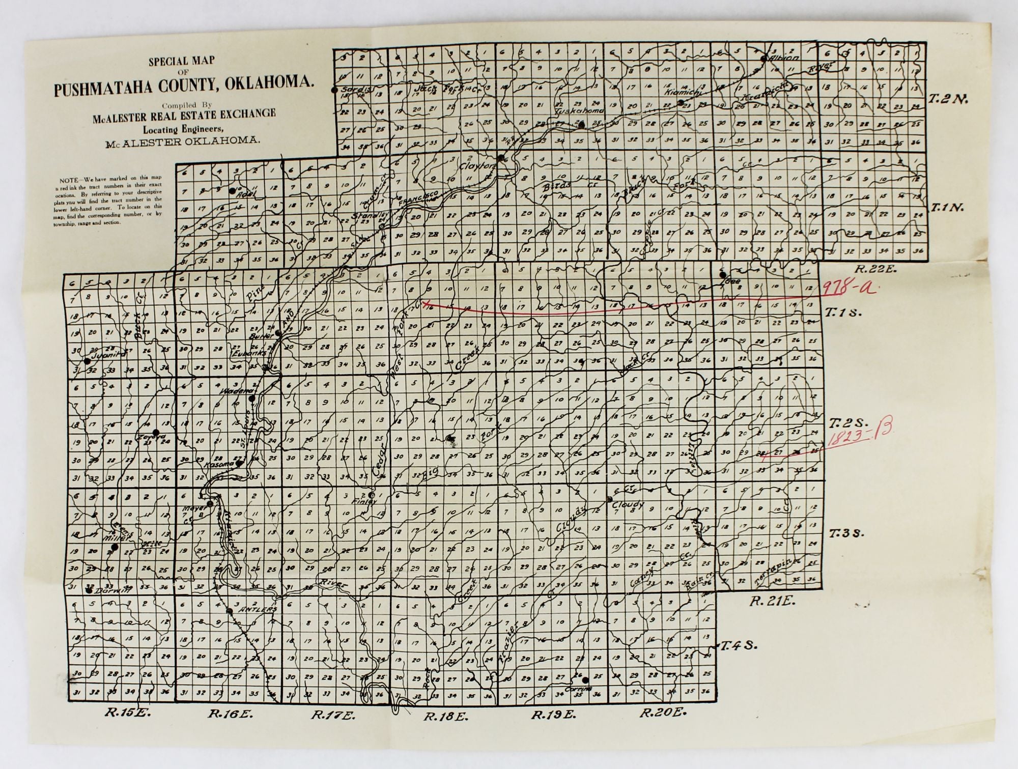 Special Map Of Pushmataha County Oklahoma With Two Additional Plat Maps Oklahoma Land 7071