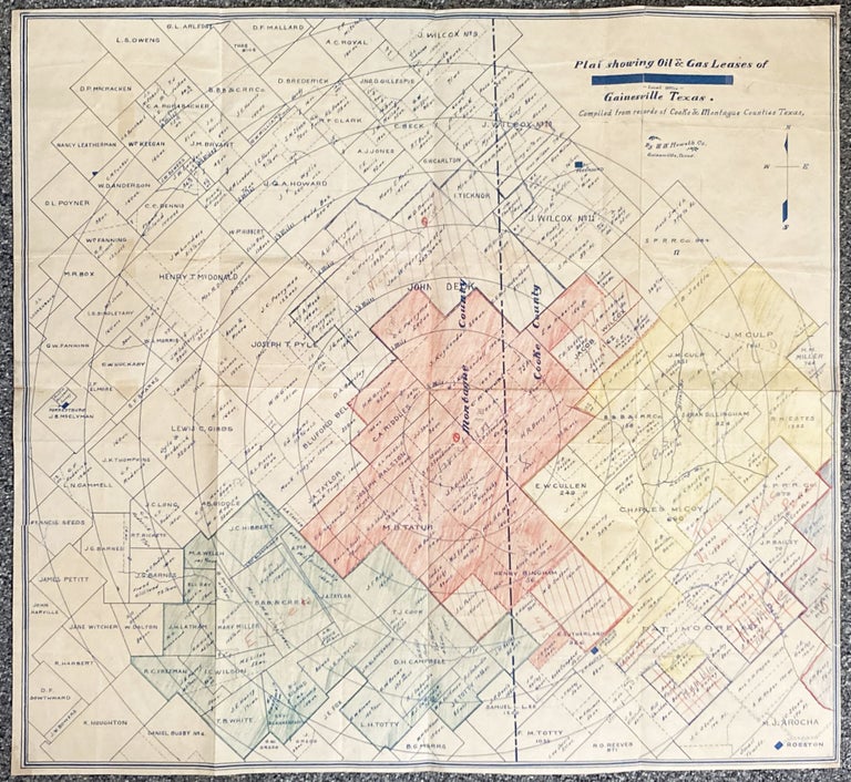 Item #2086 Plat Showing Oil & Gas Leases of Gainesville Texas. Compiled from records of Cooke & Montague Counties Texas. Texas, Oil.