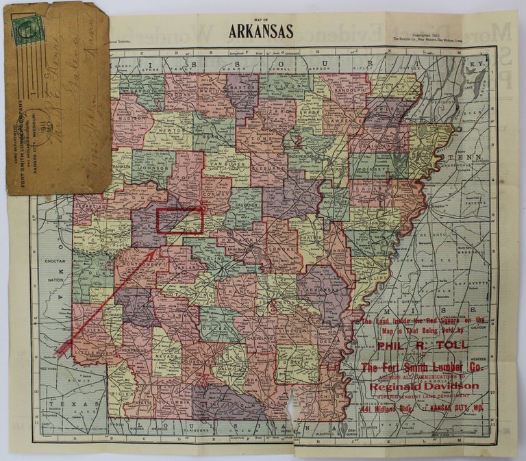 Item #2099 Map of Arkansas [caption title]. Arkansas, Fort Smith Lumber Company.