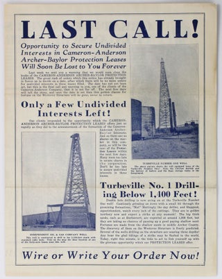 [Group of Three Photographically-Illustrated Promotional Flyers for a Fort Worth Oil Company]