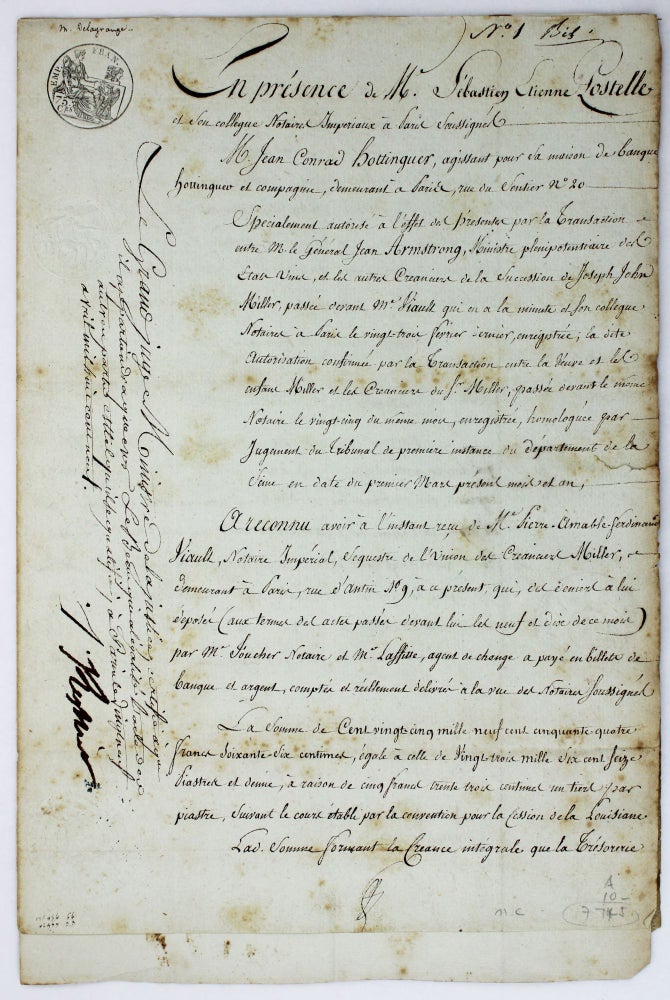 Item #2242 [French Legal Manuscript Concerning Monetary Claims Against the Estate of Joseph John Miller, a Philadelphian in Paris]. France, United States, International Law.