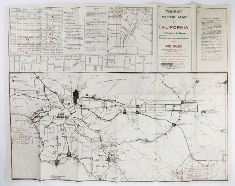Item #2317 Tourist Motor Map of California. The Paradise of the Motorist. California, Automobiles.