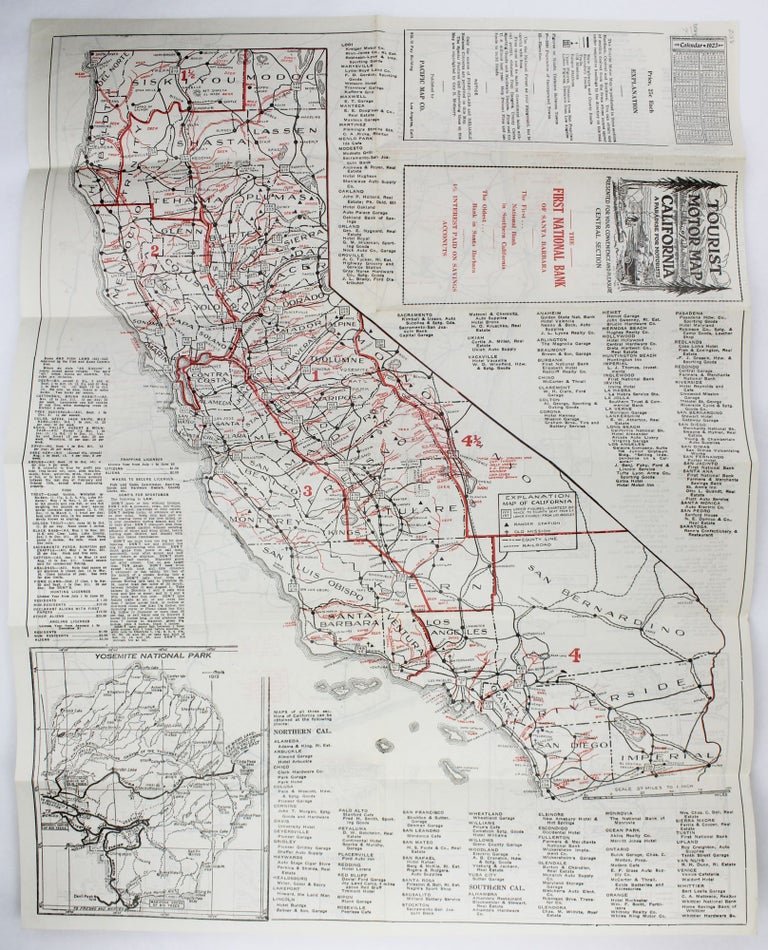 Item #2318 Tourist Motor Map of California. A Paradise for Motorists. California, Automobiles.