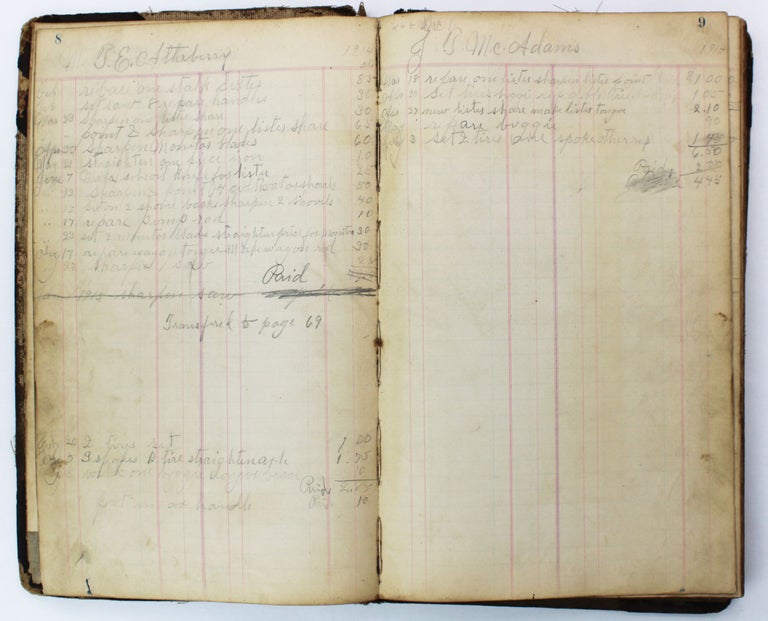 Item #2456 [Account Book Kept by Blacksmith Ernest L. Cotter in Western Oklahoma]. Oklahoma.