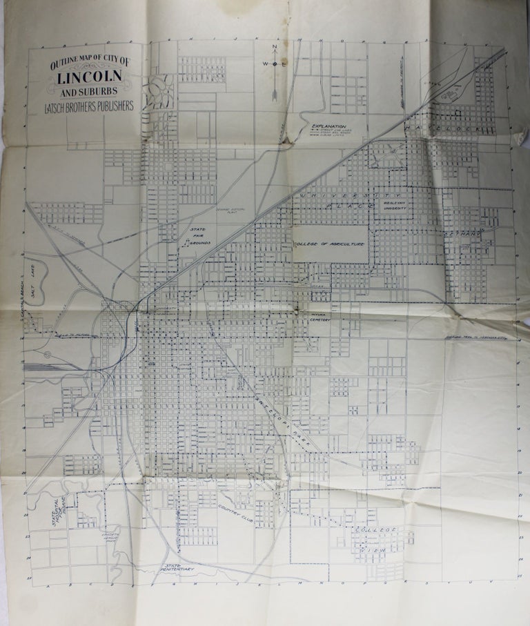 Item #2458 Outline Map of City of Lincoln and Suburbs. Nebraska.