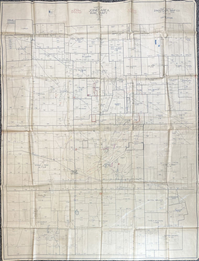 Item #2483 Map of Joiner Area Rusk County Texas. Texas, Oil.