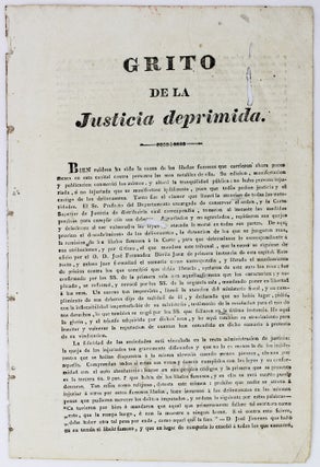 Item #2505 Grito de la Justicia Deprimida [caption title]. Peru, Law