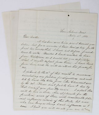 Item #2524 [Manuscript Letter Seeking a Political Appointment in Texas, Accompanied By Two...