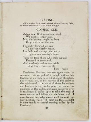 Subordinate Order Ritual. Published by the National Order Anti-Horse Thief Association