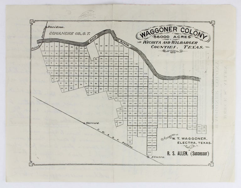 Item #2613 Waggoner Colony 56,000 Acres. Wichita and Wilbargers Counties, Texas. Texas, Land.