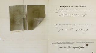 [Partially-Printed Notice, Completed in Manuscript, With Two Photographs, Detailing the Disappearance of a German-American Woman and Her Son Who Perished Aboard the Ocean Liner Elbe When It Sank in the North Sea]