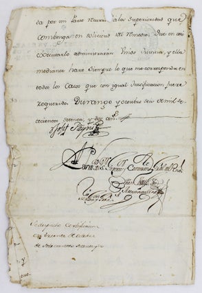 [Mexican Legal Document Authorizing a Cattle Drive and Recording Brands During the Early 1770s in Durango]