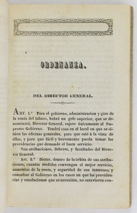 Ordenanza de la Renta del Tobaco, Mandada Observar por Suprema Orden de 24 de Agosto de 1846